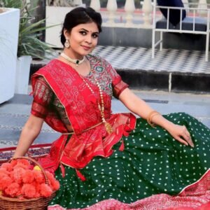 Women's Traditional Bandhani Ghagra Choli with Dupatta ? Navratri & Festive Wear